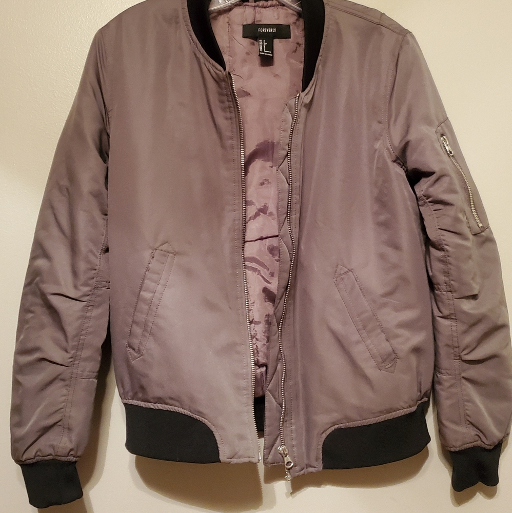 Gray bomber jacket